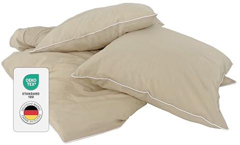 jilda-tex Luxus Premium-Bettwäsche aus Eukalyptus 100% Lyocel Tencel Zertifiziert besonders nachhaltig (Beige, 1 TLG. 135x200cm)