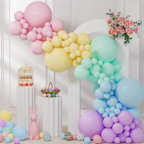 145pcs Pastel Balloons Different Sizes 18 12 10 5 Latex Balloon Garland Arch Kit for Birthday Rainbow Party Baby Shower Easter Party Decorations