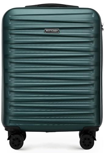 WITTCHEN Skyspeed Line Kabinenkoffer Kleines Kabinengepäck ABS Hartschalenkoffer Reisekoffer Rollkoffer Kleiner Koffer Trolley Kombinationsschloss Teleskopgriff 4 Rollen Grün