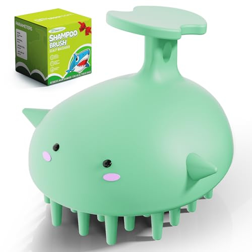 Scalp Scrubber Shampoo Brush, Wet & Dry Silicone Scalp Massager Brush Green