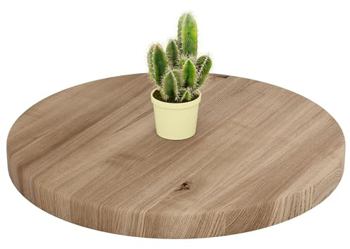 LAMO Manufaktur Holzplatte rund 50 cm aus Naturholz | Tischplatte für Couchtisch, Kaffeetisch, Nachttisch | Stärke: 40 mm | Farbe: Nussbaum