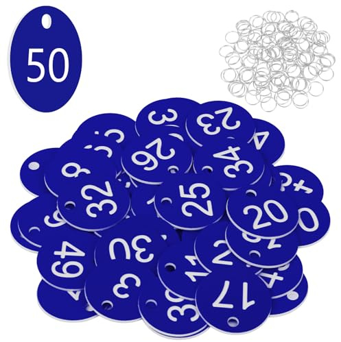 Flintronic Portachiavi Numerati, Targhette Numerate in Plastica, 50 Pezzi