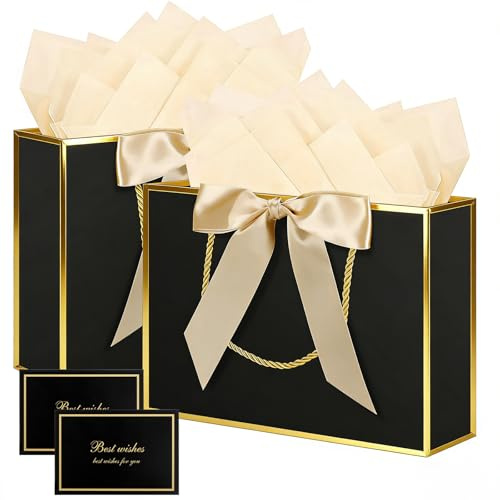 Alitree 2 Pcs Geschenktüten (Schwarz)