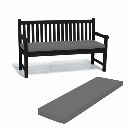 Cuddle Cloud Waterproof Outdoor Bench Cushion for Lawn, Garden & Patio – 2/3/4 Seater Long Bench Seat Pad with Removable Washable Cover (Gray, 3 Seater 140cm x 51cm x 5cm)