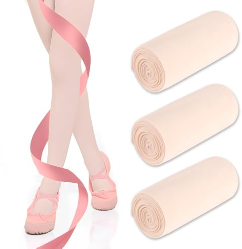 Girls Ballet Tights 3 Pairs Pink 80 Denier Kids Dance Tights Age 3-12