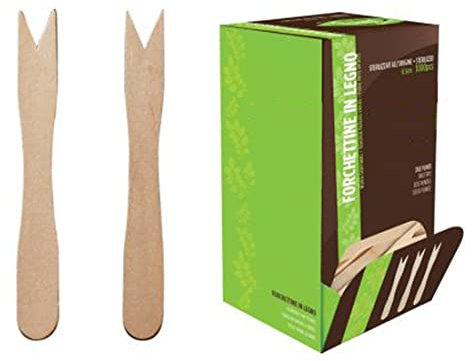 1000 Pezzi Forchettine Legno Di Betulla 8,5 Centimetri Forchette Usa E Getta Finger Food Forchettine A 2 Punte Biodegradabili E Compostabili