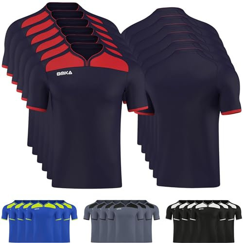OMKA 6er Trikot Set Trikotsatz Teamwear Fußball Handball Rugby Laufsport Volleyball, Hemdgröße:L, Farbe:Marineblau
