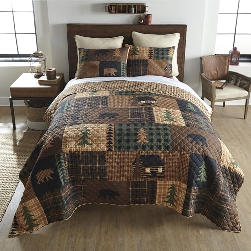 Donna Sharp Brown Bear Cabin Queen Quilt Set, 90 x 90