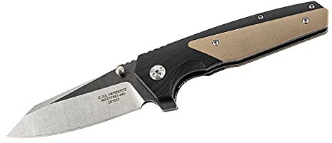 Herbertz Einhandmesser, Stahl AISI 440, kugelgelagert, Pins, Flipper, Liner Lock, Duotone G10-Schalen, Edelstahlclip, hochwertiges Klappmesser, scharfes Taschenmesser