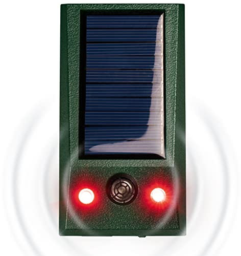 GARDIGO® Répulsif Chats Ultrason Solaire Exterieur Fréquence Réglable; Repousse Les Chiens, Chats, Souris, Rats et Animaux Sauvages I Dissuasion d'animaux avec Flash LED Blanc et Rouge