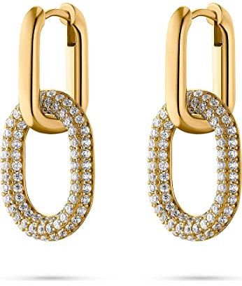 JETTE Damen-Creolen 925er Silber 192 Zirkonia One Size, Gelbgold 32018220