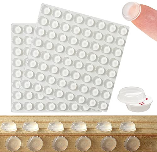 AZWOOD Lagrimas Silicona Adhesivas, 128 piezas almohadillas autoadhesivas para parachoques, pies de goma que amortiguan el ruido para gabinetes, Cajones,Puertas. (Transparente, 12,7 x 3,5 mm)