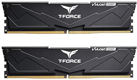 TEAMGROUP T-Force Vulcan DDR5 64GB Kit (2x32GB) 5200MHz (PC5-41600) CL40 Desktop-Speichermodul RAM (schwarz) für Z690- FLBD564G5200HC40CDC01