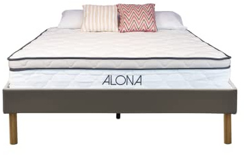 King of Dreams Matelas + sommier Gris Alona a Ressorts + Memoire de Forme 80 Kg/m3-120x190 Hauteur +/- 25,5 cm - Accueil Moelleux - Soutien Ferme - 5 Zones de Confort -