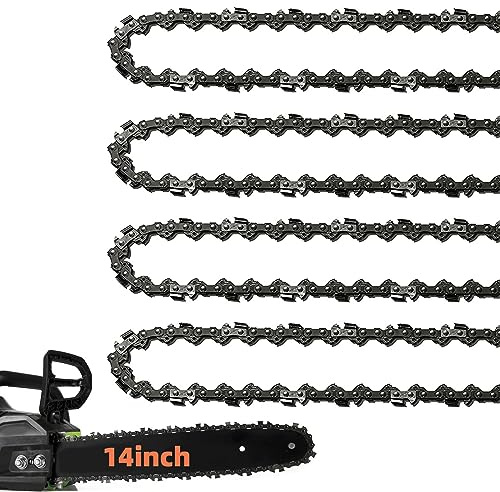 4 Pack 14 Inch Chainsaw Chain 52 Drive Links, .050 Gauge, 3/8 LP pitch, 14-Inch Replacement Chainsaw Chains Low-Kickback Fits Craftsman, Echo, Poulan, Ryobi, Worx 14 inch Chainsaw Chains