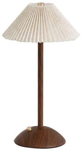 AMZLORD Bärbar LED-bordslampa Träfot Touch Nattljus Tygskärm Minimalistisk Nattbordslampa Uppladdningsbar för restaurang Sovrum Coffee Shop