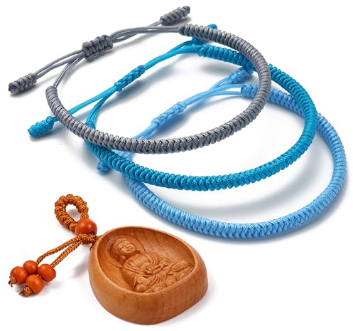 LUCKY BUDDHIST - 3 tibetanska lyckliga armband + buddhistisk gåva! - Handgjorda. Justerbar till din handled. För män och kvinnor. Vänskapsarmband av flätat tyg