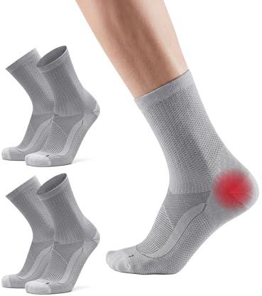 DANISH ENDURANCE Calcetines con Soporte para Fascitis Plantar, Calcetines Funcionales para Neuropatía, 2 pack, Gris Claro 39-42