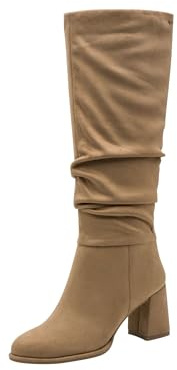 Tamaris Femme Damen Long Boot Heel 1-25523-45 Botte Haute Jusqu'au Genou, Beige, 38 EU