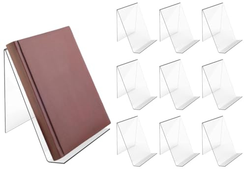 Abiyou Buchständer aus Acryl, 10PCS Buchaufsteller Acryl, Äcrylbuchstützen, Äcryl Buchständer Transparent, Transparente Buchstützen, für Präsentieren von Büchern, Notizblöcken, Fotoalben, Schule Büro