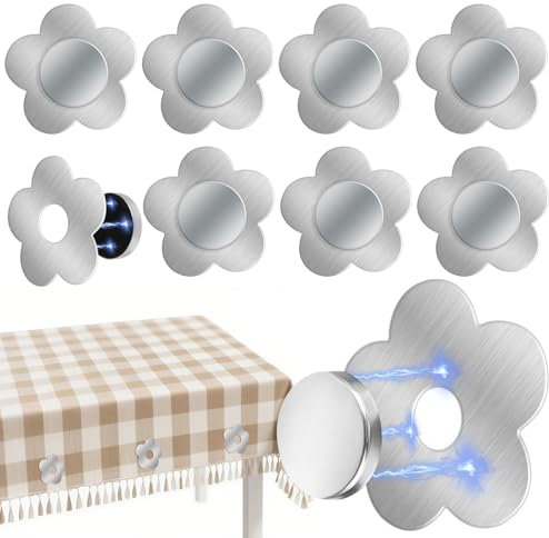 Muyohix 8 Stück Tischdeckenbeschwerer Extra Schwer, Edelstahl Tischdeckenklammern Magnet Tischdecken Beschwerer Draußen, Tischklammern für Garten, Balkon, Terrasse, Hochzeit, Camping (Blumen)