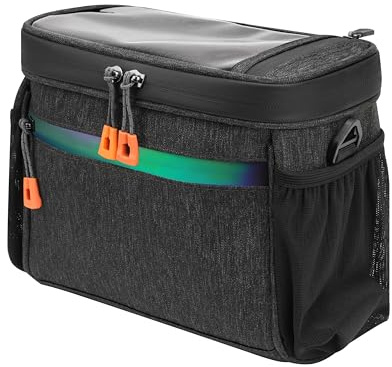 OlaVeg 4.2L Sacoche pour Guidon de Vélo Sac de Guidon de Vélo Sacoche Avant de Velo avec Poche pour Téléphone à écran Tactile et Housse de Pluie pour Velo électrique VTT Scooter