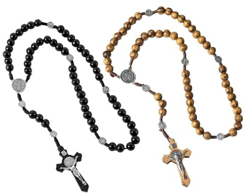 2 stycken träkors halsband, katolska herrhalsband, religiösa smycken, presenter till fromma böner.