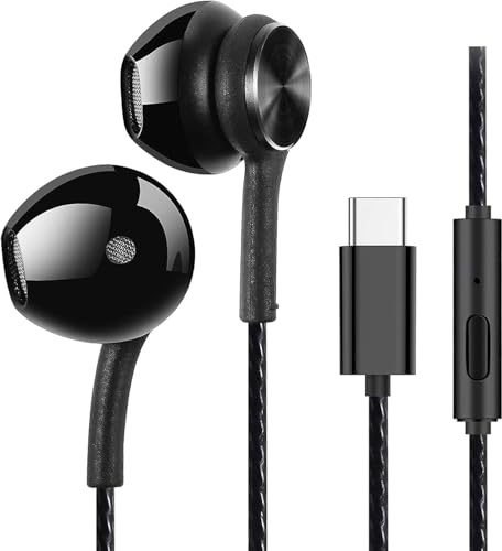 GUUVOR Auriculares Paquete de 2 con Cable USB Tipo C, Cascos Intraurales, Control en Línea, Micrófono Incorporado, Graves Reforzados, Compatible con Teléfonos Móviles, Portátiles, Dispositivos USB C
