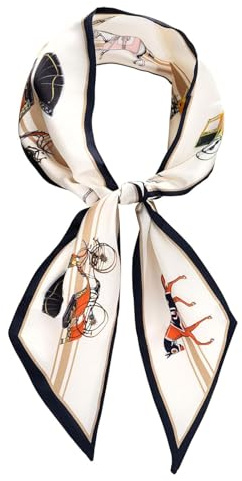 Silk Scarf for Women UK, Long Satin Neck Scarf, Narrow Hair Ribbon for Ponytail, Vintage Head Scarf for Sleeping, Fashion Accessory for Spring and Summer, Perfect Gift (145x14 cm)