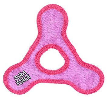 DURA FORCE - Durable Woven Fiber Dog Toy - Multiple Layers. Made Durable, Strong & Tough. Interactive Play (Tug, Toss & Fetch). Machine Washable & Floats (Triangle Ring Pink, Jr)