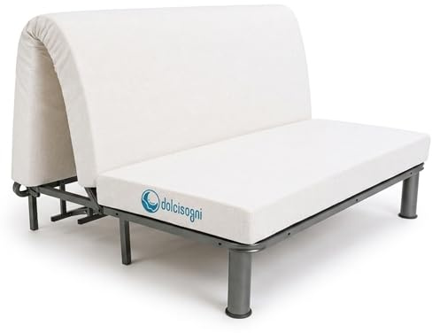DOLCI SOGNI Materasso per Divano Letto 120x190 cm OEKO-TEX® Dotato di Laccetti di Fissaggio, Sfoderabile e Lavabile, Materasso Pieghevole Piazza e Mezza con Taglio Seduta a 60 cm, 100% Made in Italy