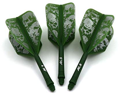 CUESOUL Rost Ejes de Dardos Integrados Personalizados Ejes y vuelos de Dardos medianos, Juego de 3 Patrones de Calavera (CSAK-5KL10-S)