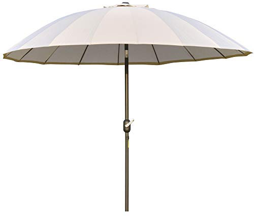 Outsunny Ombrellone da Giardino 2.5x2.5 m Inclinabile con Manovella, Ombrellone da Esterno con 18 Stecche in Metallo e Poliestere 160g/㎡, per Cortile, Terrazza e Balcone, UV30+, Bianco Crema