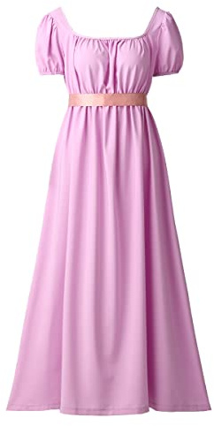 Vestido de Manga abullonada con Volantes y Cinta Retro para