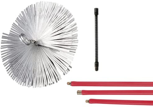 Mondo Viro - Escobilla para chimenea de limpieza de chimenea de acero (kit Ø 25 cm, redonda)