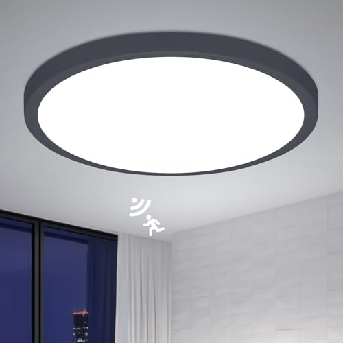 Combuh 28W Plafon LED con Sensor de Movimiento, 220V Luz con Detector de Crepuscular Interior, 30cm Lampara Techo Automatica con 3 Temperaturas de Color, para Pasillo, Escalera, Garaje y Recibidor