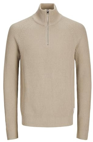 JACK & JONES Male Strickjacke mit Viertelreißverschluss Einfarbig Strickjacke mit Viertelreißverschluss
