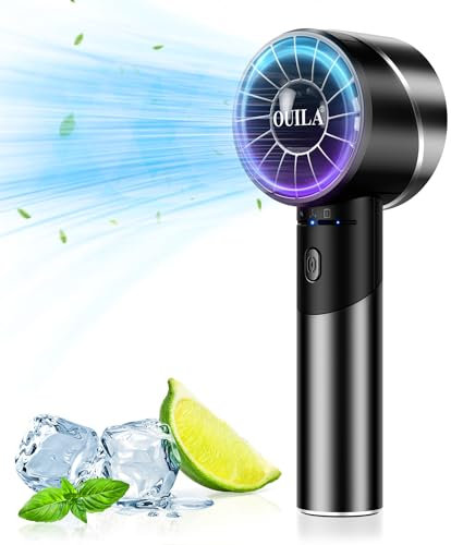 OUILA Handheld Fan, Mini Portable Fan USB Rechargeable Fan with 4 Speeds, Powerful Hand Fan for Travel Camping Home Office-Black, FS0001-0229