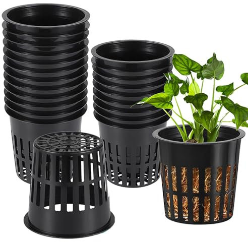 Vueinrg 30 Pièces Panier Hydroponique,8 cm Réutilisable Pot Hydroponie Plastique Pots de Fleurs pour Convient à la Culture Hydroponique et à la Culture Hors-Sol sur Les Balcons de Jardin