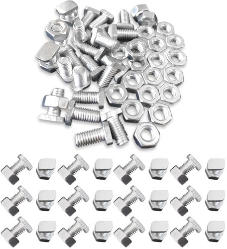 50 tornillos de cabeza de martillo de aluminio M6 x 12 para invernadero/casa de cristal – Tornillos de invernadero inoxidables con tuercas