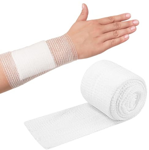 Benda Traspirante a Rete, Bianco Bendaggio Elastico Tubolare, 5,8 CM di Larghezza e 2 Metri di Lunghezza,Bendas a Rete Tubolare, Benda Elastica Medicazione, per Gambe e Testa
