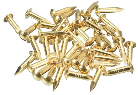 QUARKZMAN 35Pcs Clavos Pequeños de Latón, Tornillos de Madera 2.8x15mm(DxL) Cabeza Redonda para Proyectos de Bricolaje en Madera, Cajas Decorativas y Hogar, Tono Latón