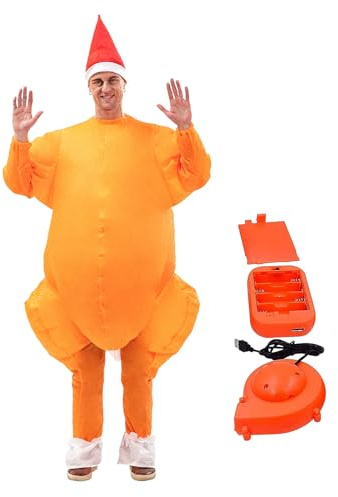 Quorvex Déguisement De Dinde Pour Thanksgiving | Unisexe Amusant Tenue Intégrale Gonflable de Poulet,Déguisement De Cosplay De Dinde Pour Thanksgiving - Pour Adultes, Couples, Amis, Épouse, Mari, Père