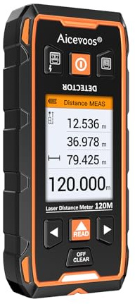 Aicevoos Rilevatore, Sensore Elettronico 2 In 1, Scanner da Parete, 120m Metro Laser, Rilevatore Tubi Metallici con Display LCD per Rilevare Metallo, Cavi Nel Muro, Legno e Magnetico O Non Magnetico