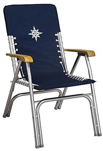 TALAMEX Decksstuhl Klappstuhl DE Luxe Marine Armlehnen Holz - sehr leicht und geringes Volumen - Gut für Boote, Segelboot und im Freizeitbereich