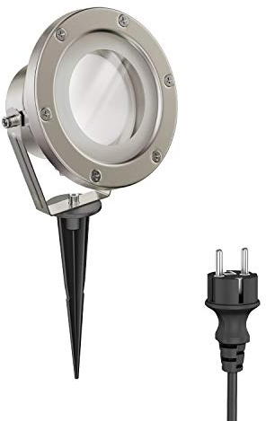 ledscom.de LED-strålkastare BULA med jordspik för utomhusbruk, rostfritt stål, inkl. GX53-lampa 10.063W 1038lm 120° varmvit
