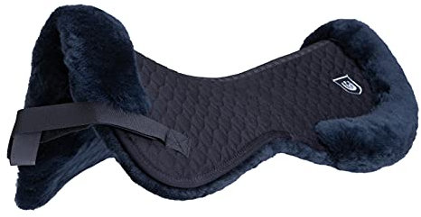 Werner Christ ® Sattelkissen/Sattelpad Rand Standard Sattelunterlage aus echtem Lammfell, komfortable, wärmend Lammfellunterlage mit Fell-Rand, schwarz-grau, Gr.: Warmblut