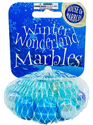 House of Marbles Winter Wonderland Net Bag of Marbles – Festive Glass Marbles Set for Children – Christmas Themed