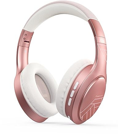 PowerLocus Cuffie Bluetooth, Cuffie Over-Ear con 60 ore di riproduzione, 3 - modalità di EQ, Cuffie Wireless Pieghevoli, Cuffie con Microfono, Hi-Fi Bassi Profondi per Viaggio/Android/Corso Online