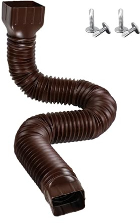 Cocoarm Extensión de Bajante de Canal Flexible, Longitud Ajustable, Tubo de Drenaje de Canalón de Lluvia Retráctil, Extensiones de Drenaje de Canalón para Desvío de Lluvia, Diseño (Brown)